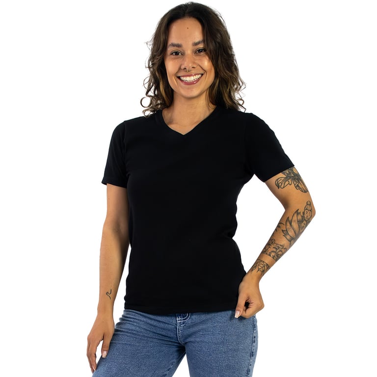 Kit 3 Camisetas Gola V Feminina de Algodão Premium 04