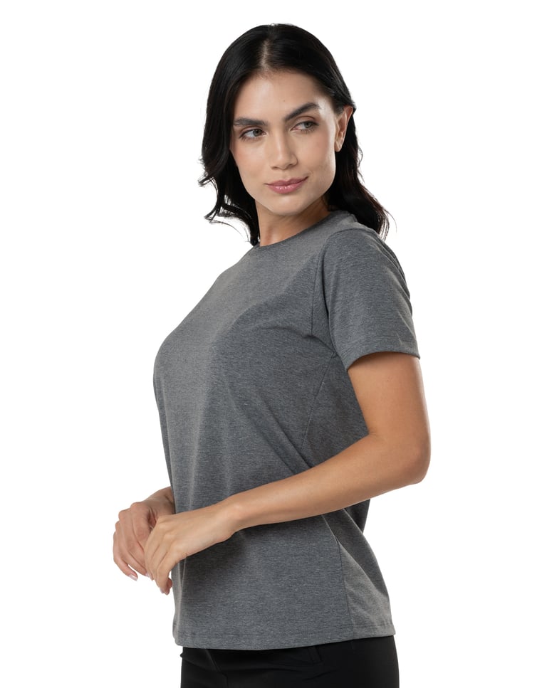 Camiseta de Algodão Egípcio Feminina Mescla Escuro