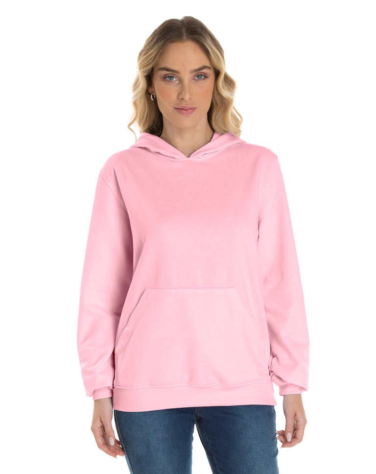 Moletom Canguru com Capuz Feminino Rosa Claro