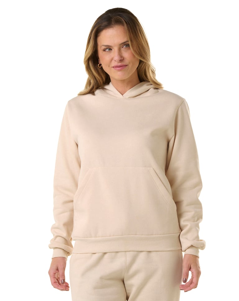 Moletom Canguru com Capuz Feminino Areia