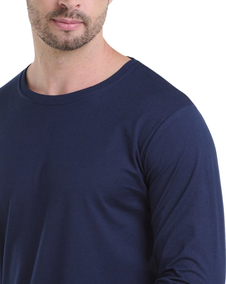 Camiseta Manga Longa de Algodão Premium Azul Marinho