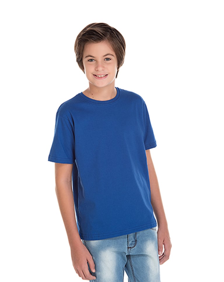 Camiseta Juvenil de Algodão Penteado Azul Royal