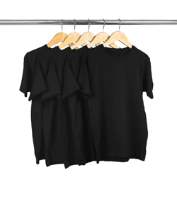 Kit 5 Camisetas Juvenil de Algodão Penteado Preta
