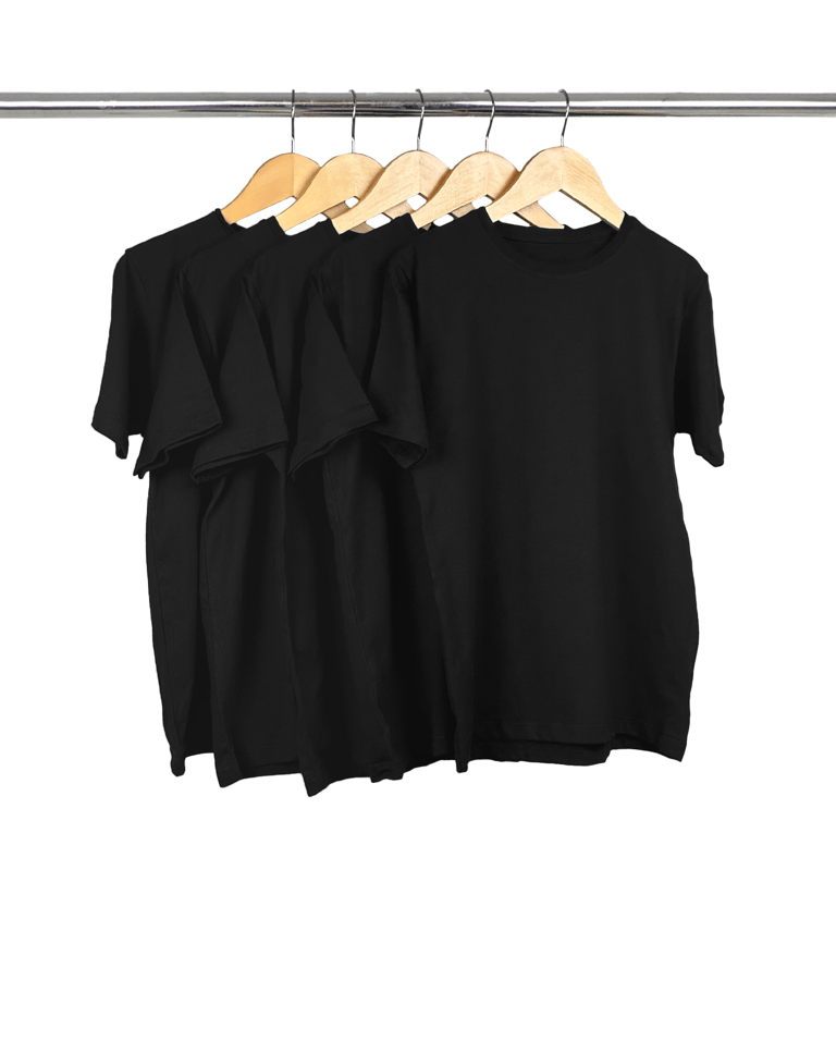 Kit 5 Camisetas Juvenil de Algodão Penteado Preta