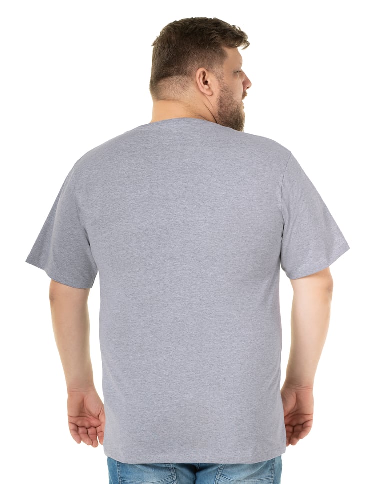 Camiseta Plus Size Masculina de Algodão Cinza Mescla
