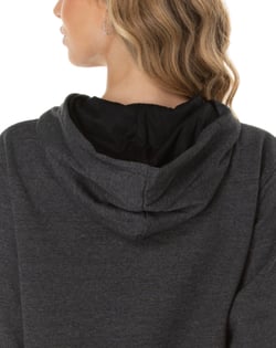Moletom Canguru com Capuz Feminino Preto Mescla
