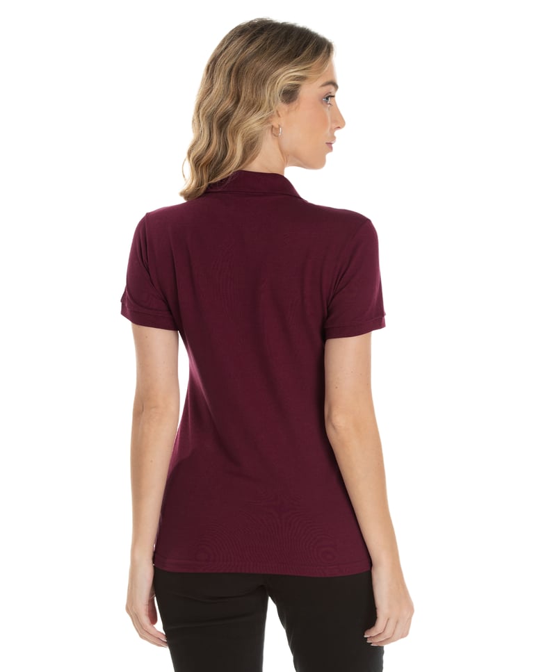 Camisa Polo Piquet Feminina Bordô