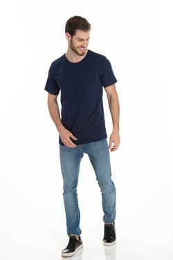KIT 5 Camisetas de Algodão Premium Azul Marinho