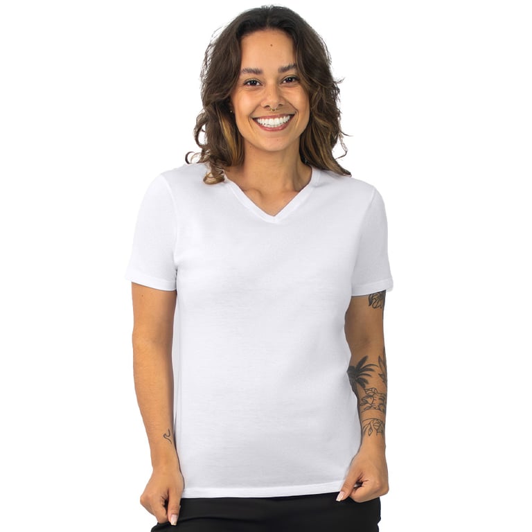 Kit 3 Camisetas Gola V Feminina de Algodão Premium 02