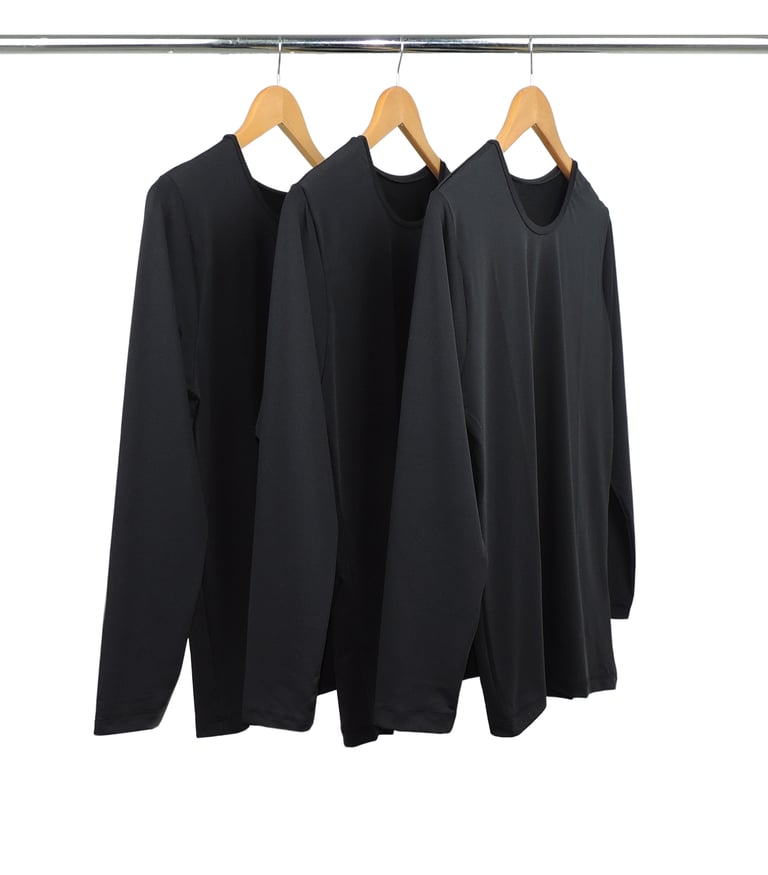 Kit 3 Camisetas Segunda Pele Manga Longa Feminina Preta UV 50+