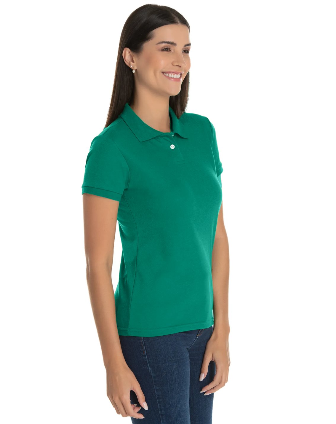 KIT 5 Camisas Polo Piquet Feminina Verde Esmeralda