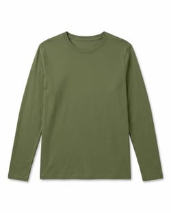 Camiseta Feminina Manga Longa de Algodão Premium Verde Militar