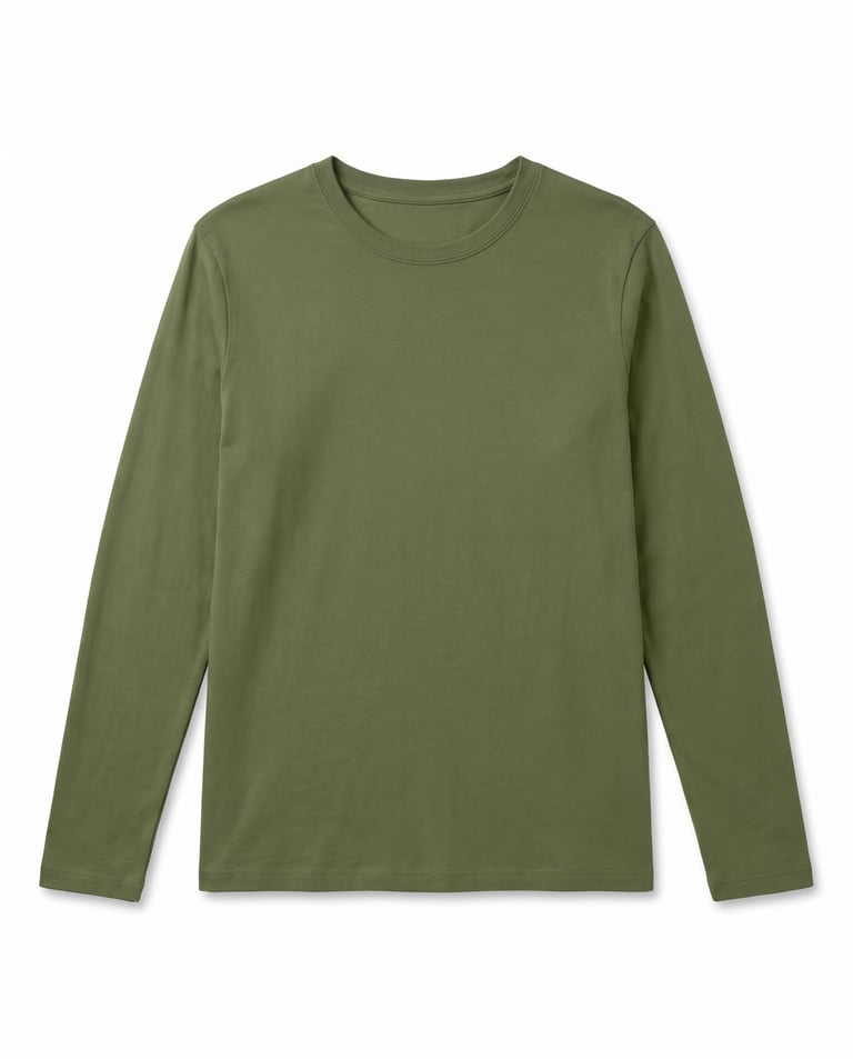 Camiseta Feminina Manga Longa de Algodão Premium Verde Militar