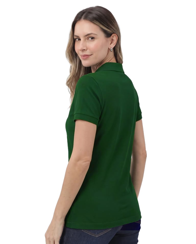 Camisa Polo Piquet Feminina Verde Musgo