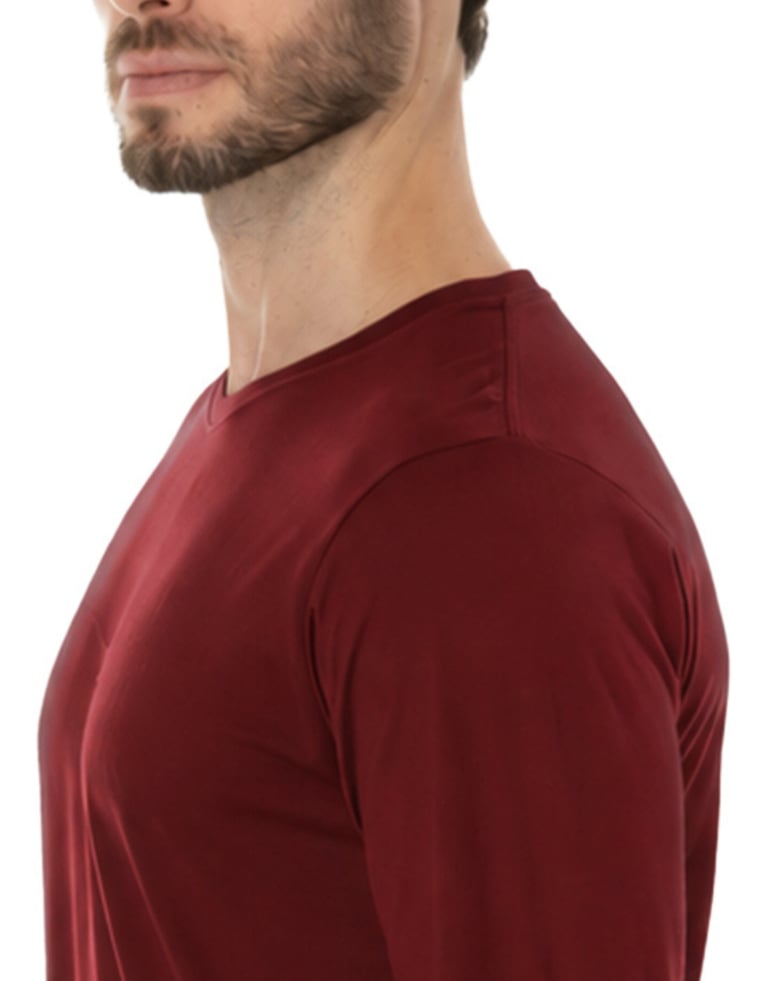 Camiseta Manga Longa de Algodão Premium Bordô