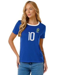 Camiseta Feminina Brasil Copa 2026 Dry Fit Azul Royal