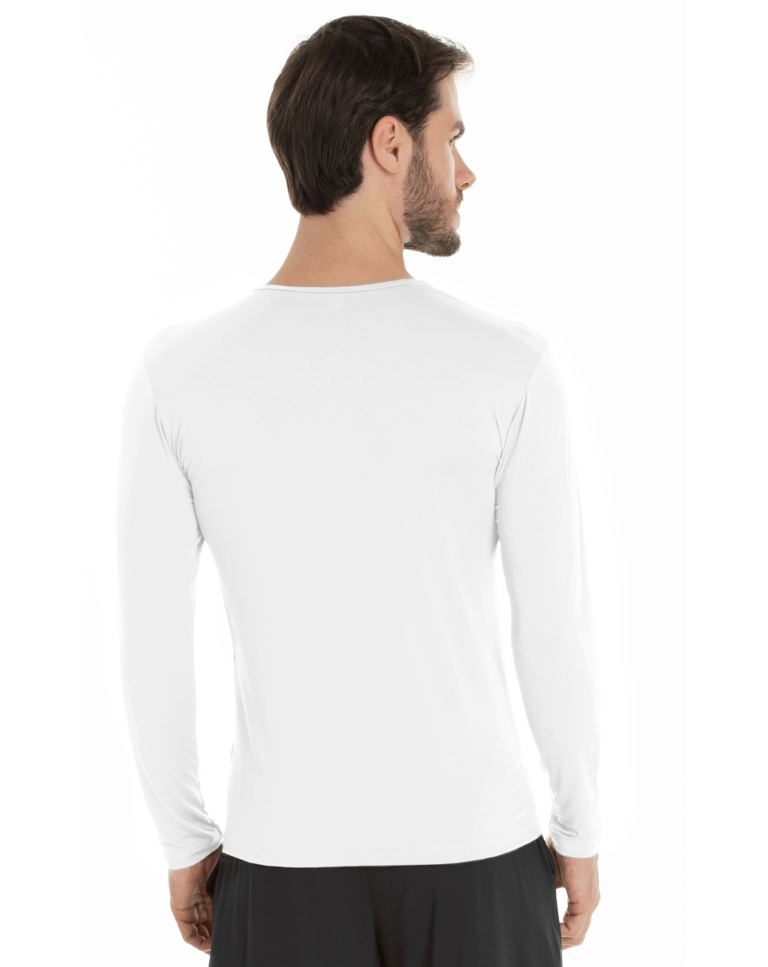 Camiseta Segunda Pele Manga Longa Masculina Branca UV 50+