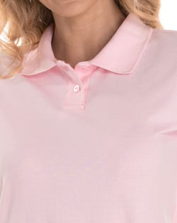 Camisa Polo Piquet Feminina Rosa Claro