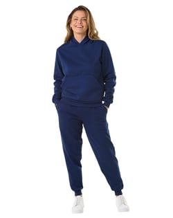 Conjunto Moletom Feminino com Capuz Azul Marinho 03