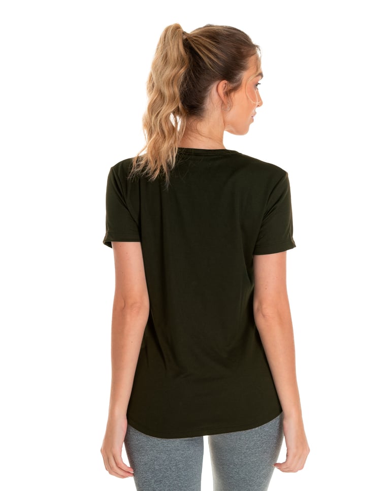 Camiseta Feminina Dry Fit Verde Militar Proteção UV 30+