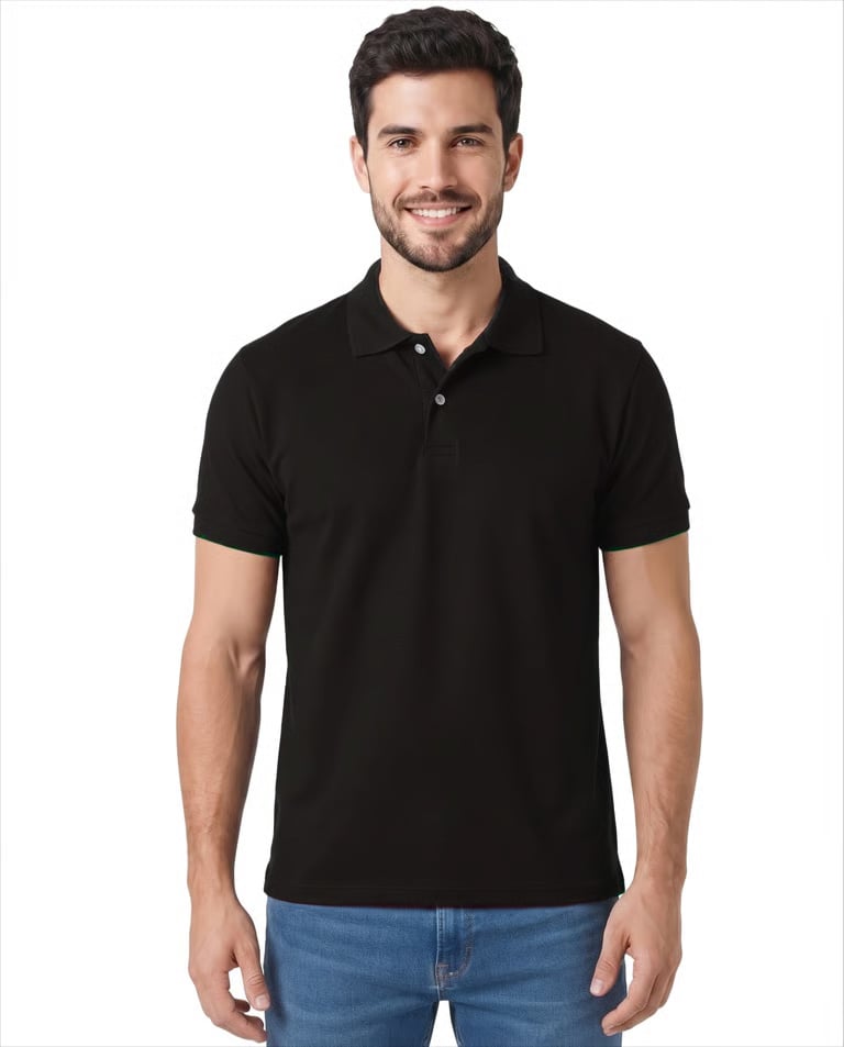 Camisa Polo Piquet Masculina Preta