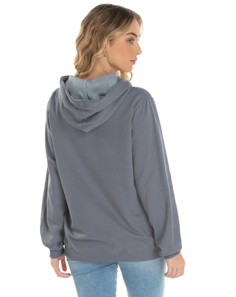Moletom Canguru com Capuz Feminino Cinza Chumbo