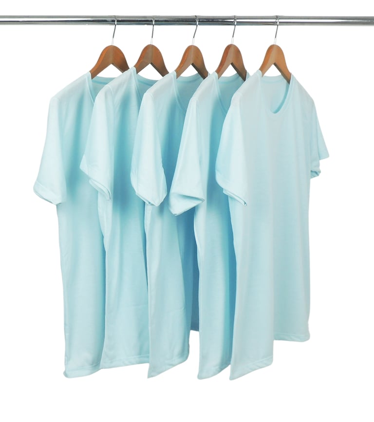 KIT 5 Camisetas de Poliéster/Sublimática Azul Bebê