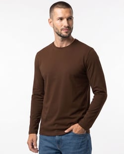 Camiseta Manga Longa de Algodão Premium Marrom