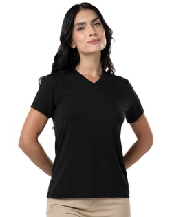 Camiseta Tech Modal Gola V Feminina Preta