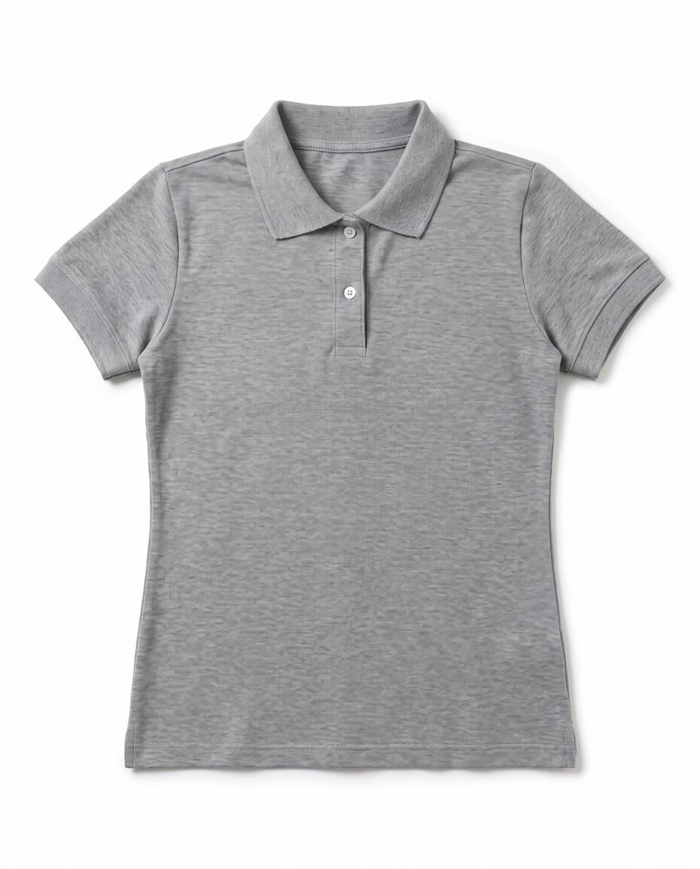 Camisa Polo Piquet Feminina Cinza Mescla