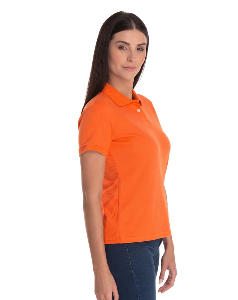 Camisa Polo Piquet Feminina Laranja