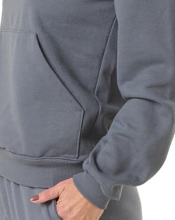 Moletom Canguru com Capuz Feminino Cinza Chumbo