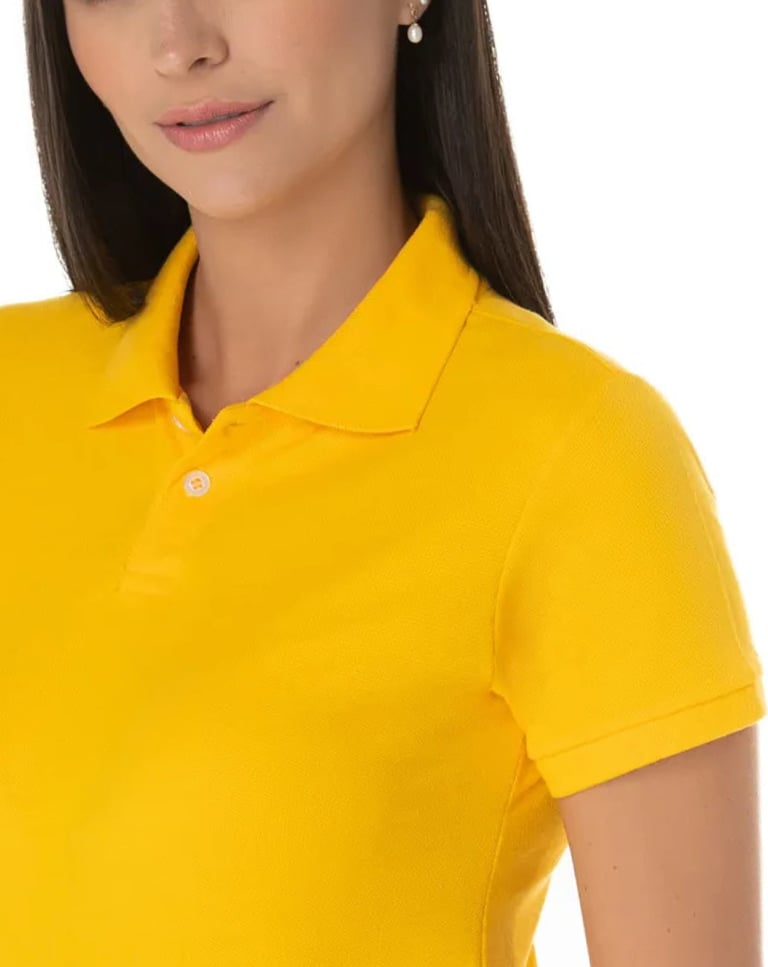 Camisa Polo Piquet Feminina Amarelo Ouro