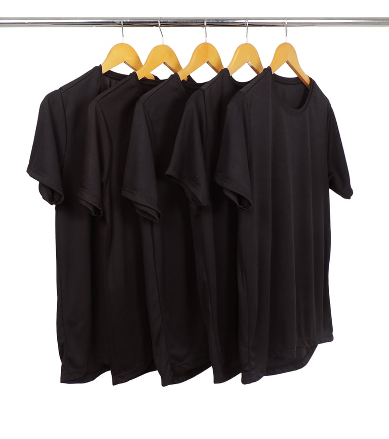KIT 5 Camisetas Dry fit Pretas Proteção UV 30+
