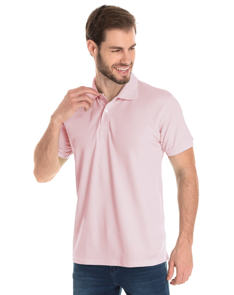 Camisa Polo Piquet Masculina Rosa Claro