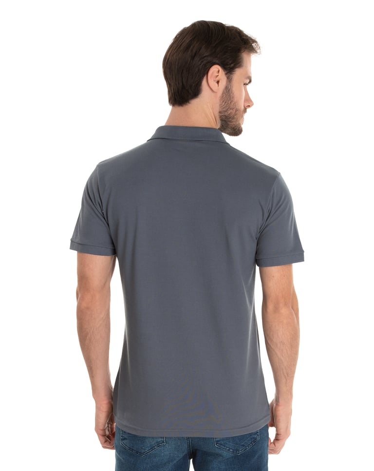 Camisa Polo Piquet Masculina Cinza Chumbo