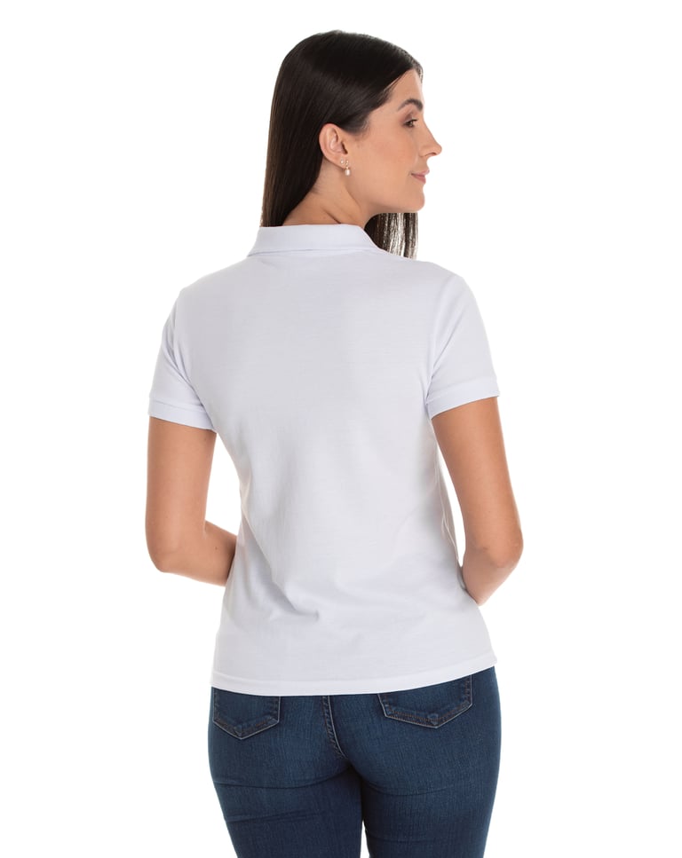 Camisa Polo Piquet Feminina Branca