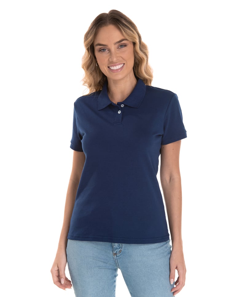 Camisa Polo Piquet Feminina Azul Marinho