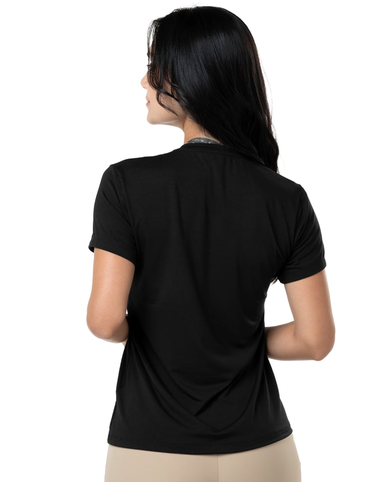Camiseta Tech Modal Gola V Feminina Preta