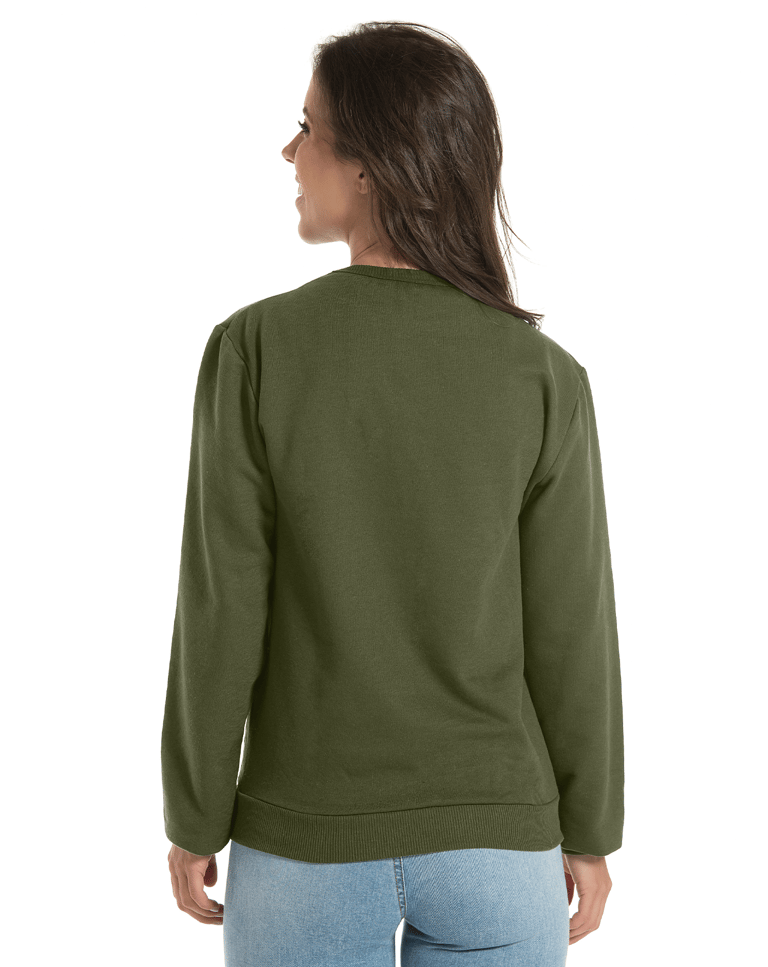Kit 3 Blusões de Moletom Feminino Verde Militar
