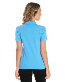 Camisa Polo Piquet Feminina Azul Claro