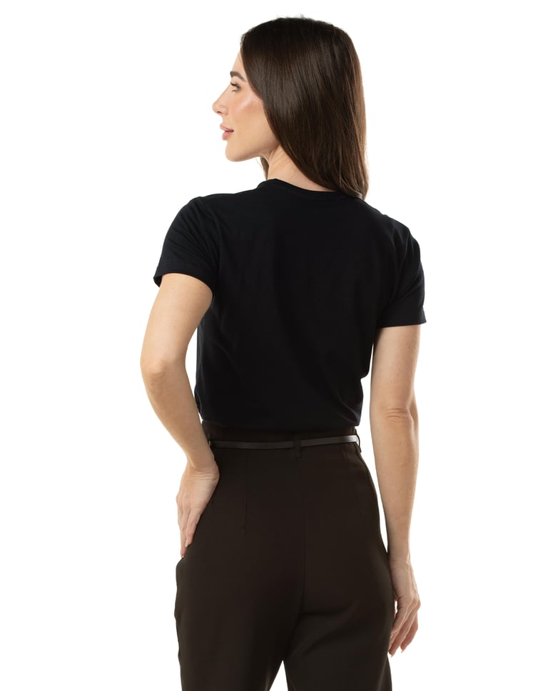 Camiseta de Algodão Egípcio Feminina Preta