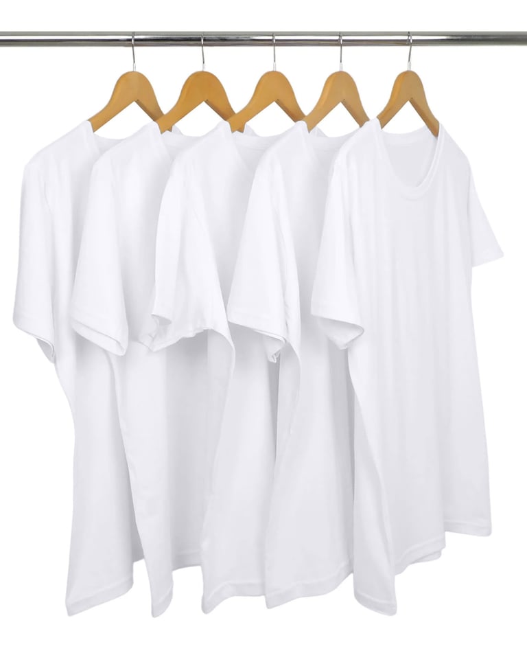 KIT 5 Camisetas de Algodão Premium Brancas