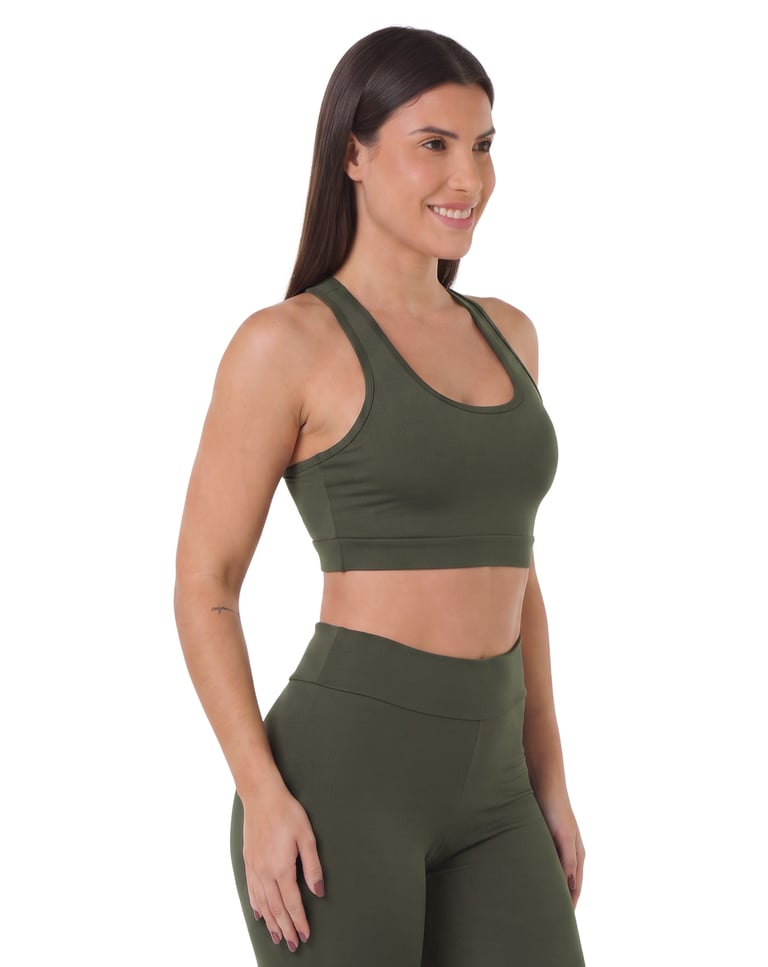 Top Nadador Fitness Feminino Verde Fóssil