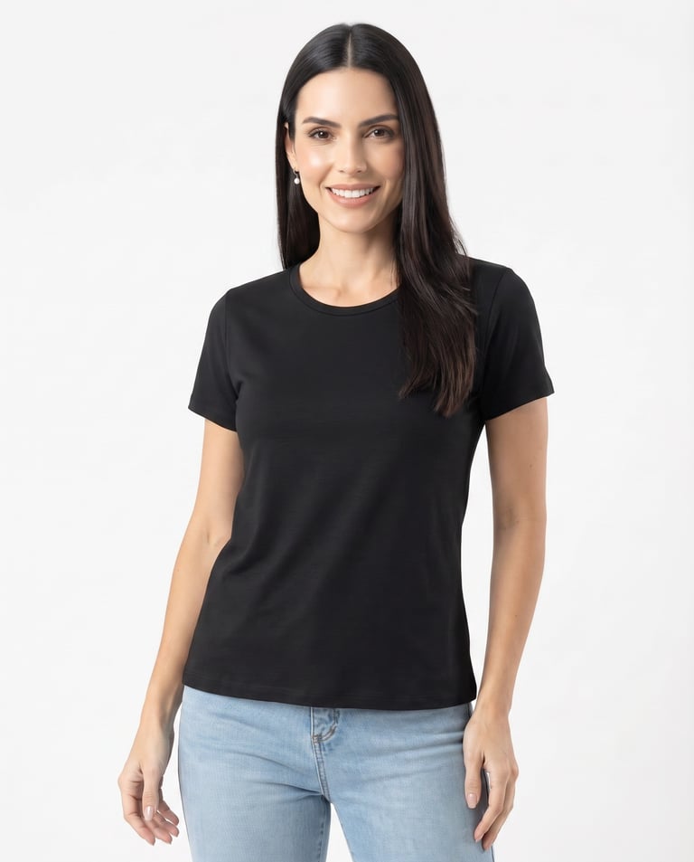 Baby Look de Algodão Premium Preta