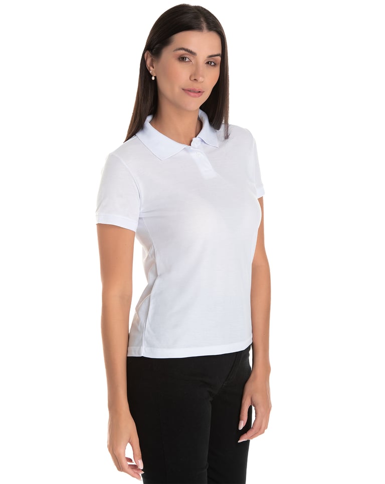 Camisa Polo Piquet Feminina Branca