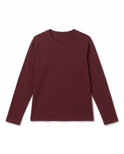 Camiseta Feminina Manga Longa de Algodão Premium Bordô