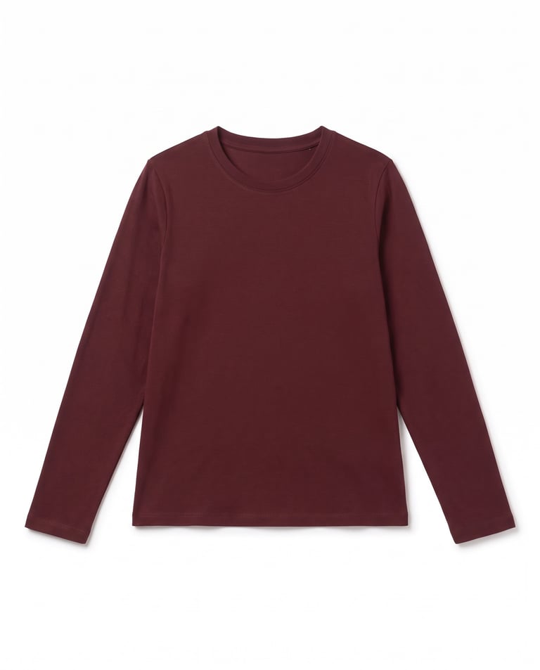 Camiseta Feminina Manga Longa de Algodão Premium Bordô
