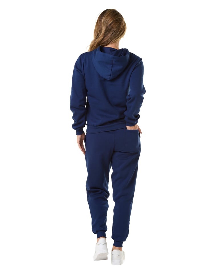 Conjunto Moletom Feminino com Capuz Azul Marinho 03
