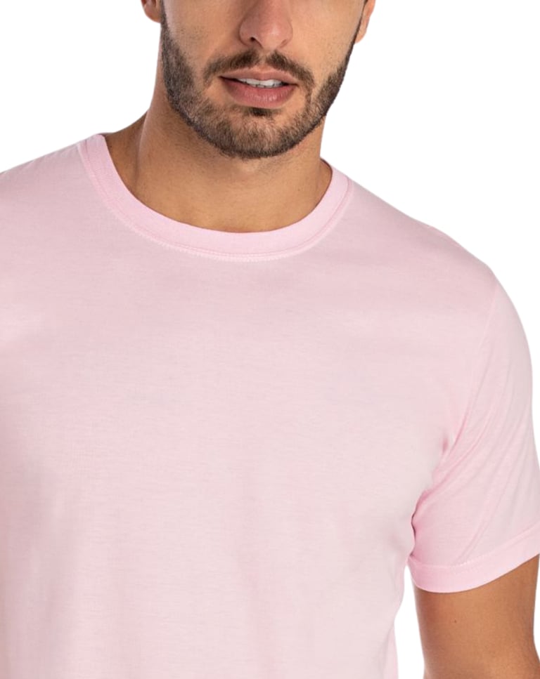 Camiseta de Algodão Premium Rosa Claro